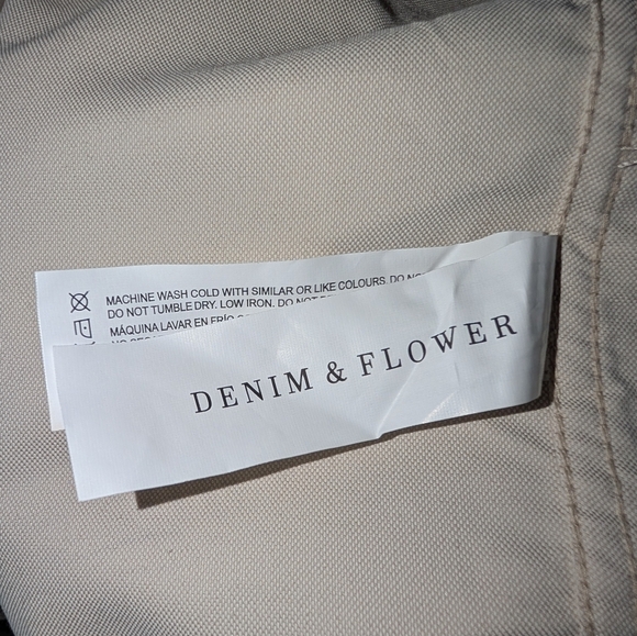 Denim & Flower Ricky Singh Jacket Womens Large Ivory Zip Up Bomber Elastic Band - Picture 6 of 16
